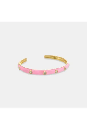 OMG BLING CZ Enamel Cuff In Pink