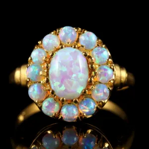 Opal Ring 18Ct Gold Silver Ring