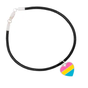 Pansexual Heart Flag Black Cord Bracelets
