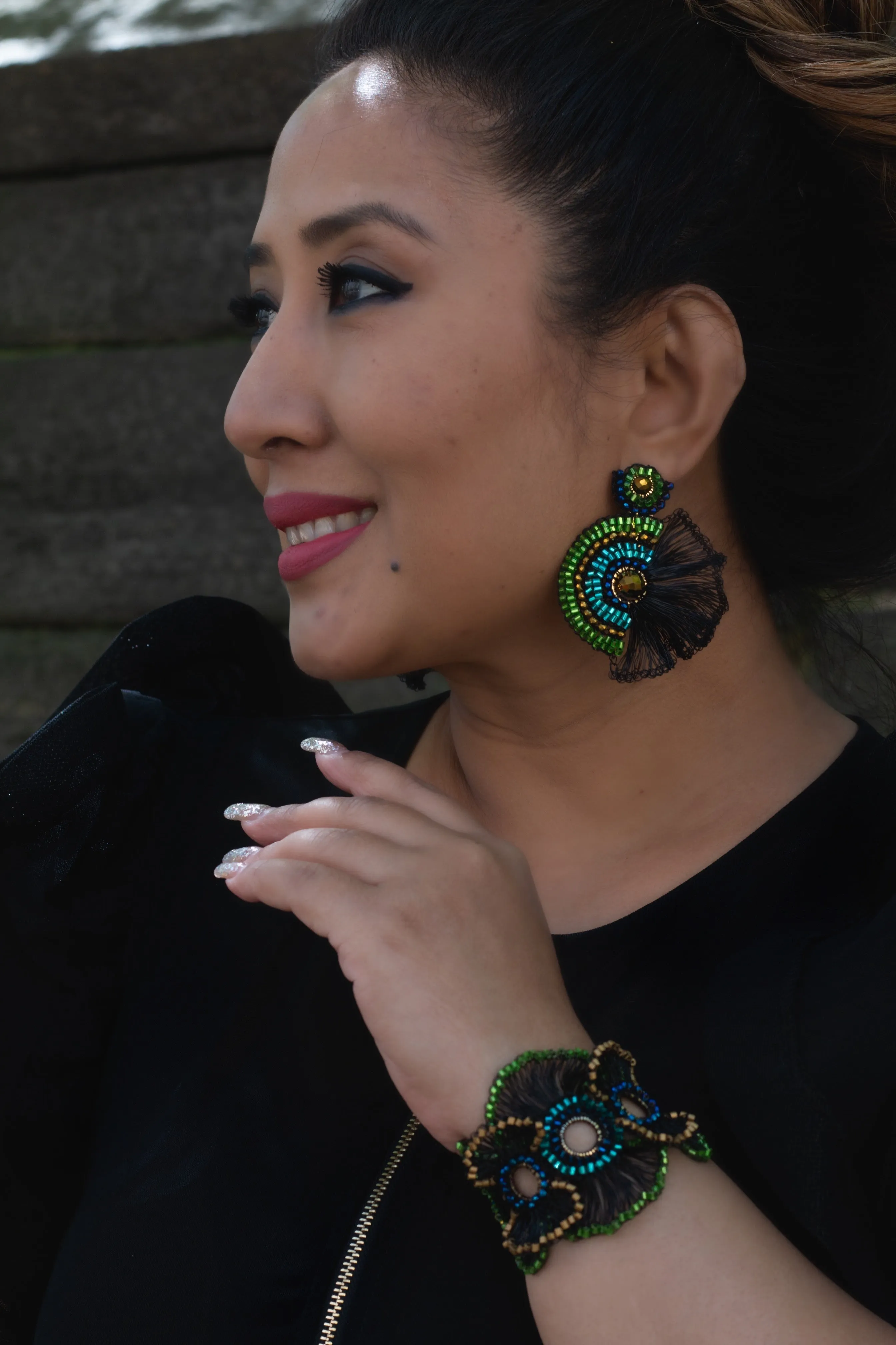 Peacock Ruffled Handmade Bracelet