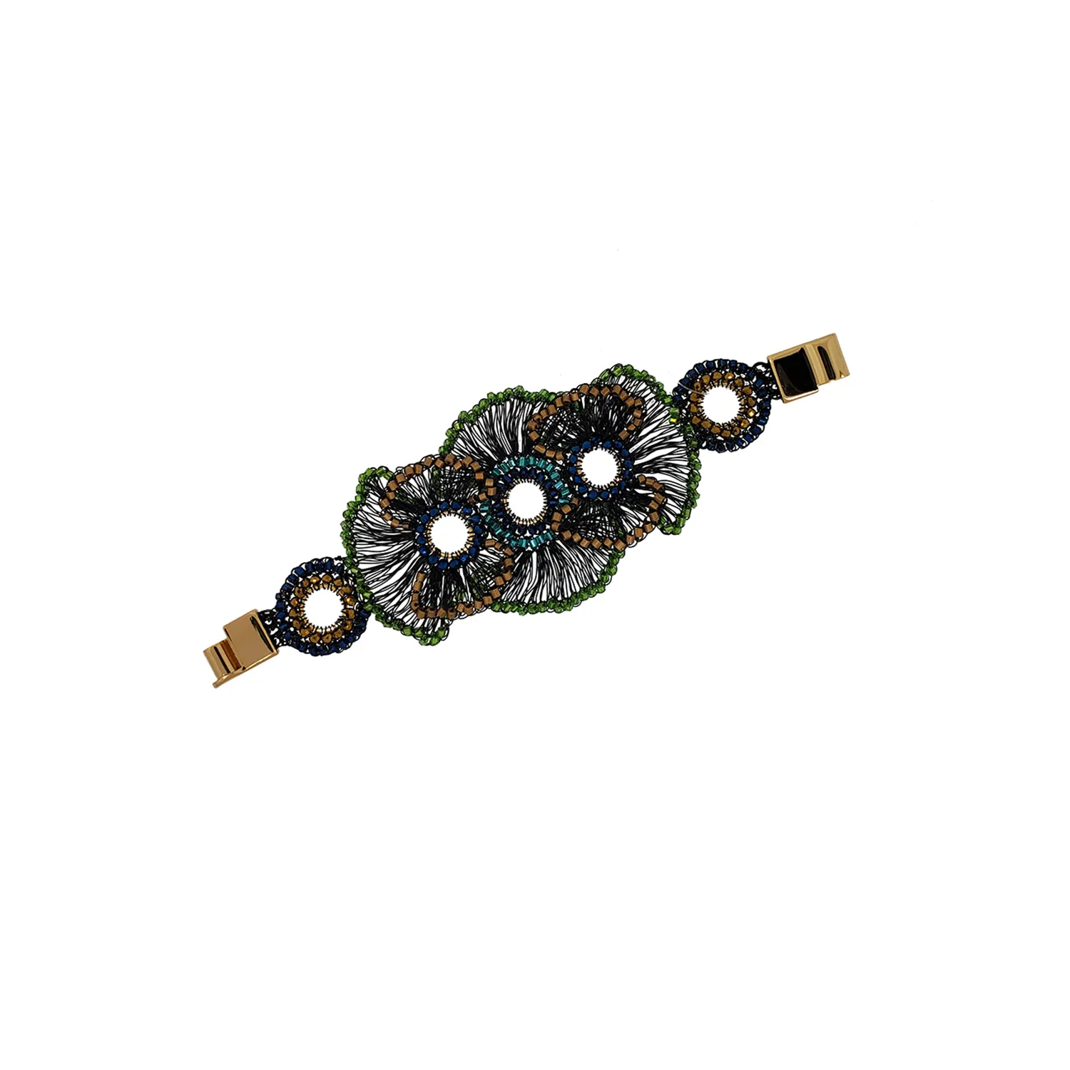 Peacock Ruffled Handmade Bracelet