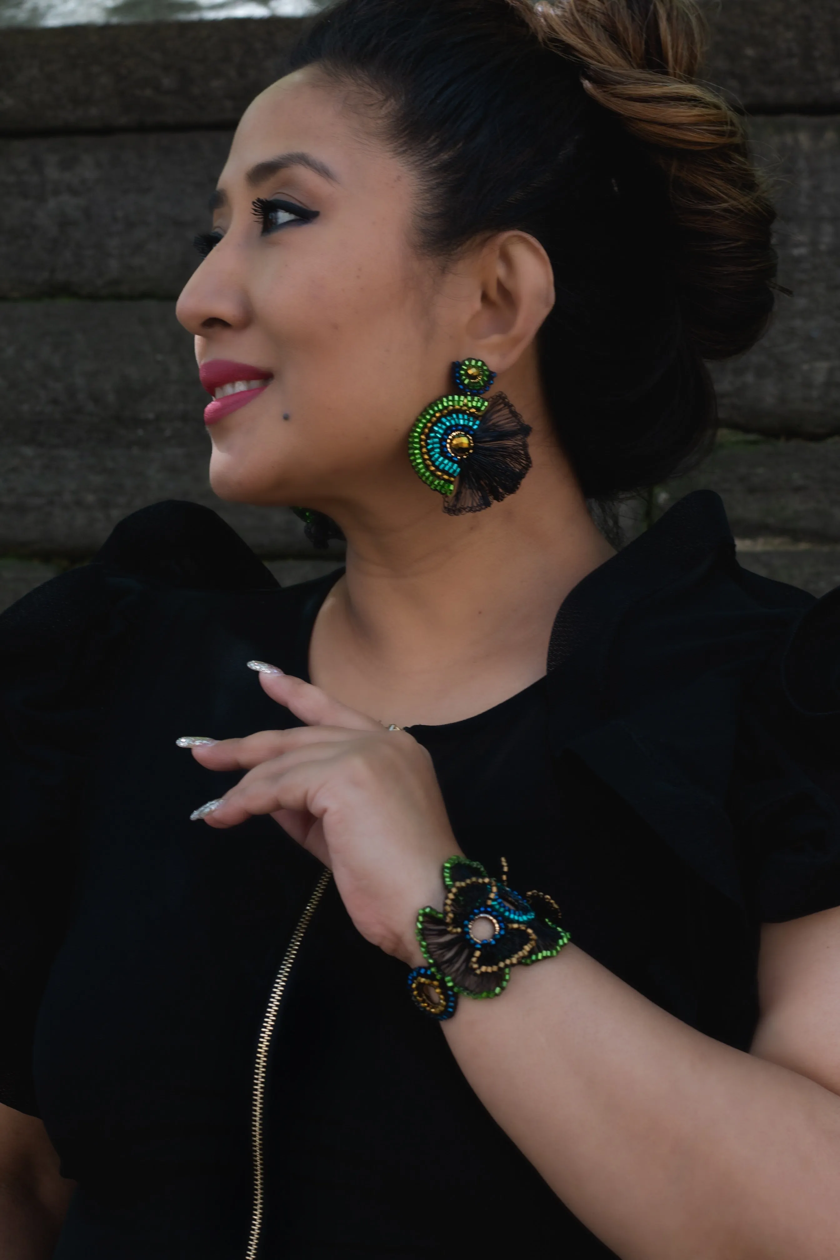 Peacock Ruffled Handmade Bracelet