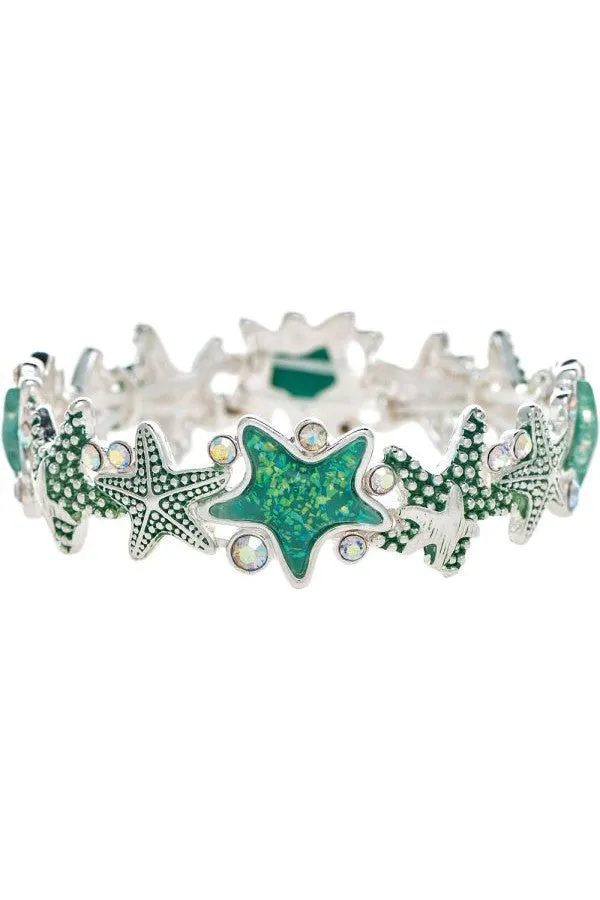 Rain Jewelry Silver Blue Sparkling Starfish Bracelet