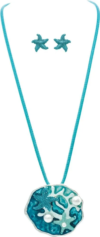 Rain Jewelry Silver Blue Starfish Mosaic Necklace