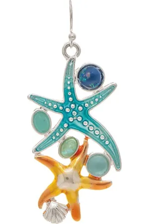 Rain Jewelry Silver Multicolor Starfish & Bubbles Sea Earring