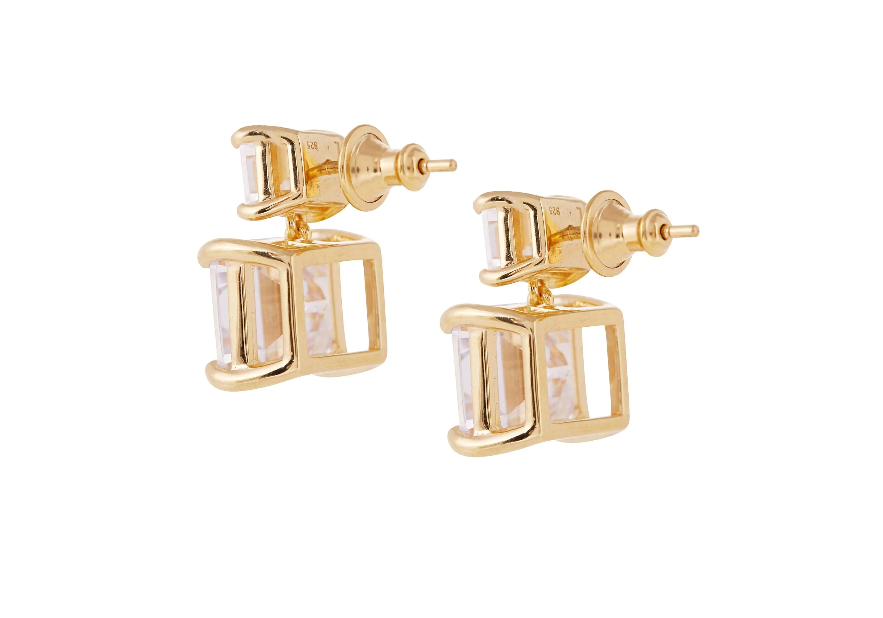 Rectangle Drop Earrings Clear