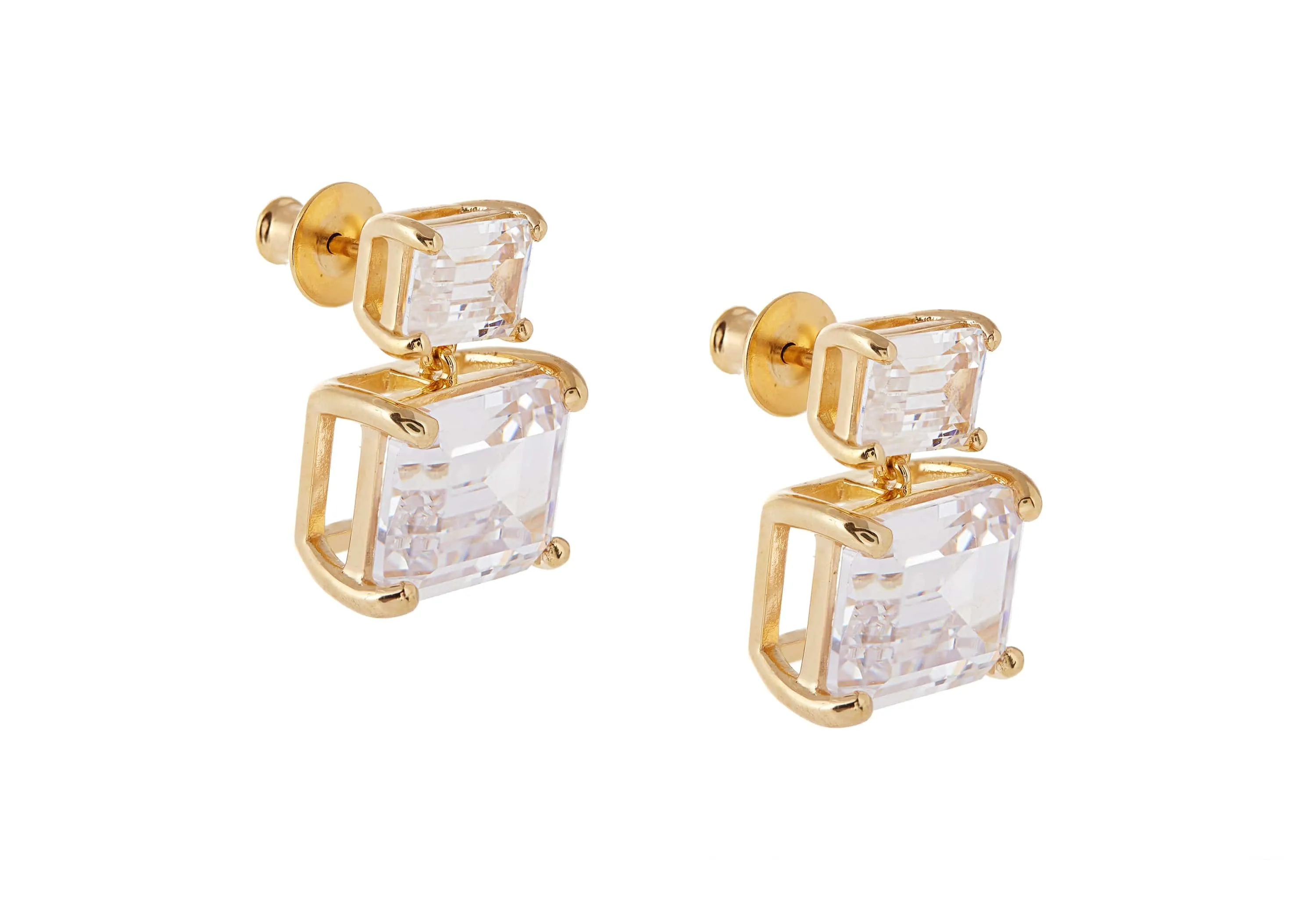 Rectangle Drop Earrings Clear