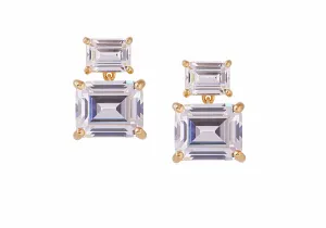 Rectangle Drop Earrings Clear
