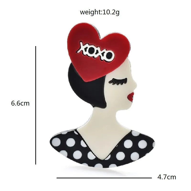 Retro Acrylic Empowered Women Brooch Pins