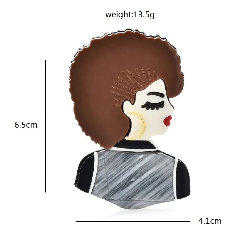 Retro Acrylic Empowered Women Brooch Pins