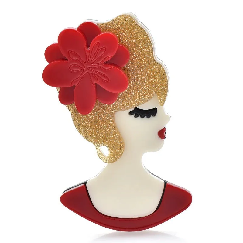 Retro Acrylic Empowered Women Brooch Pins