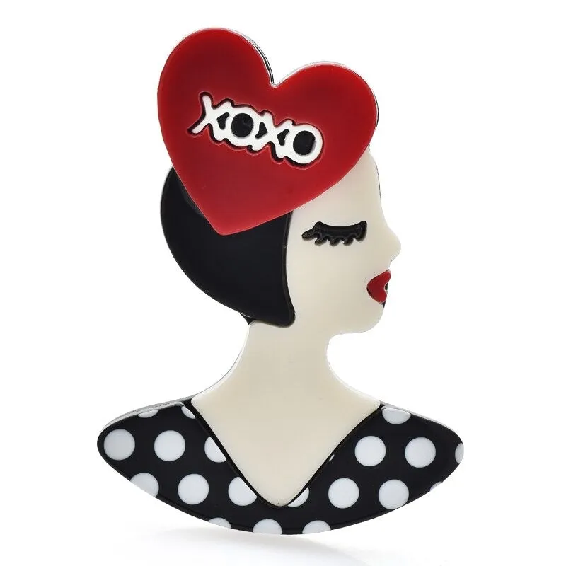 Retro Acrylic Empowered Women Brooch Pins