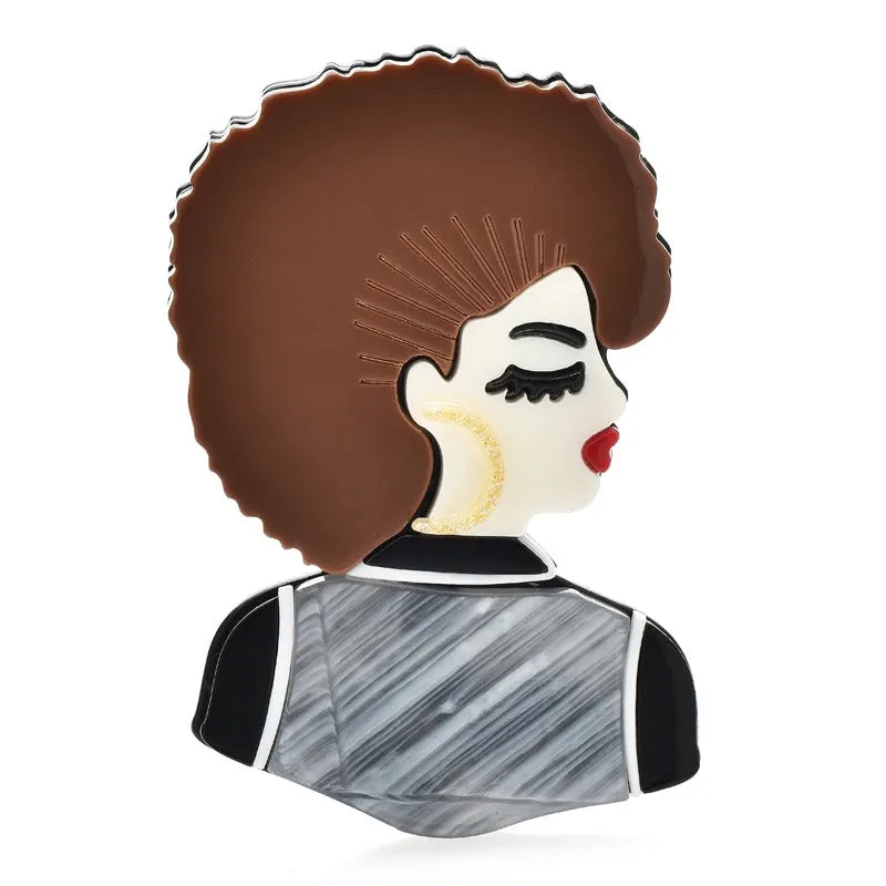 Retro Acrylic Empowered Women Brooch Pins