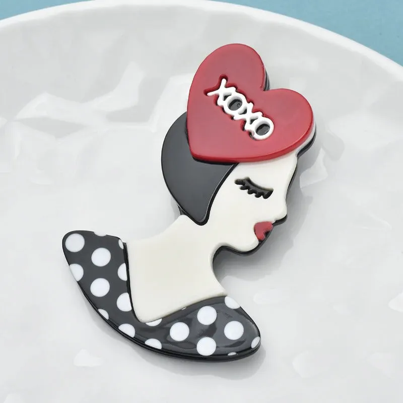 Retro Acrylic Empowered Women Brooch Pins