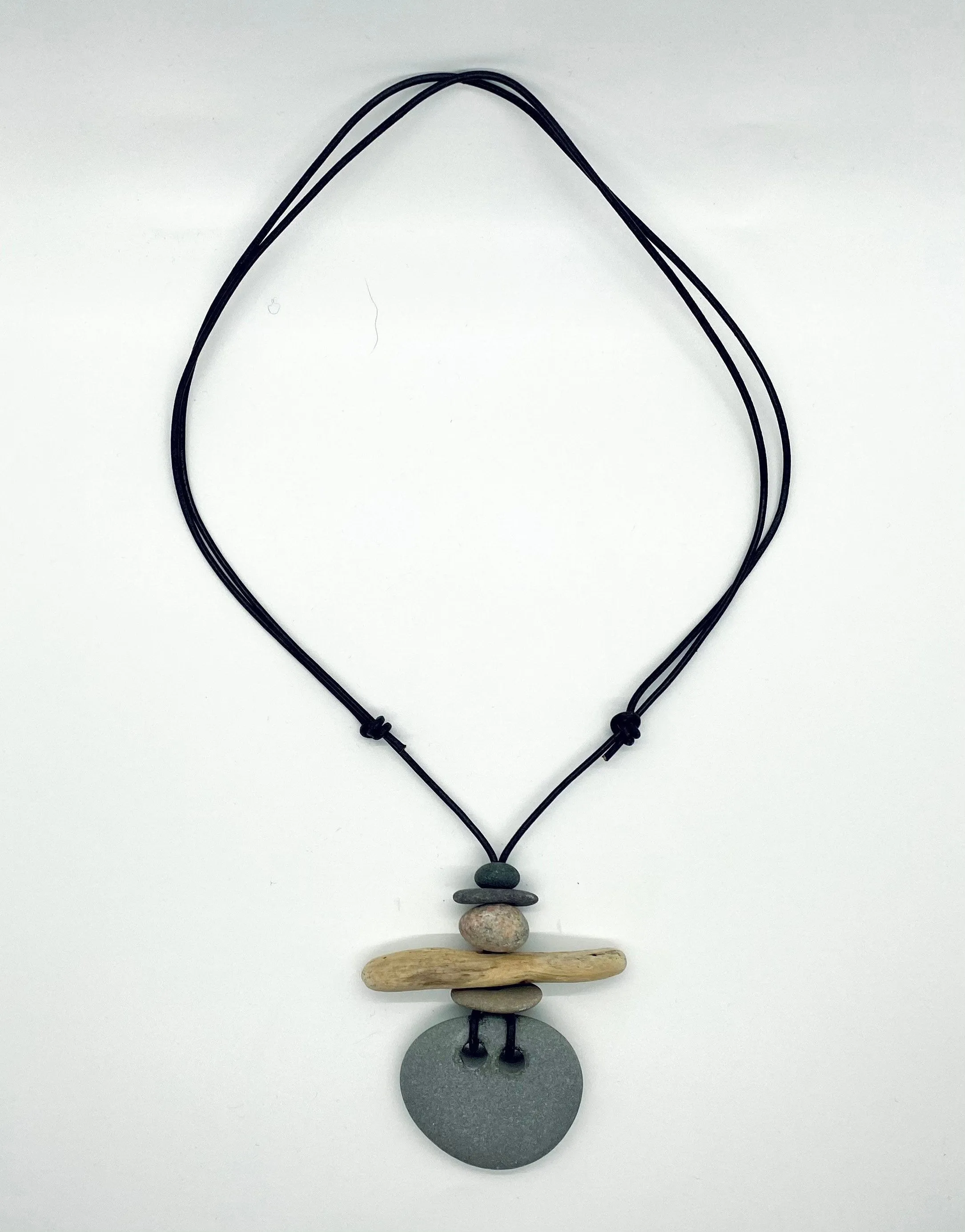 Rock and Driftwood Leather Necklace