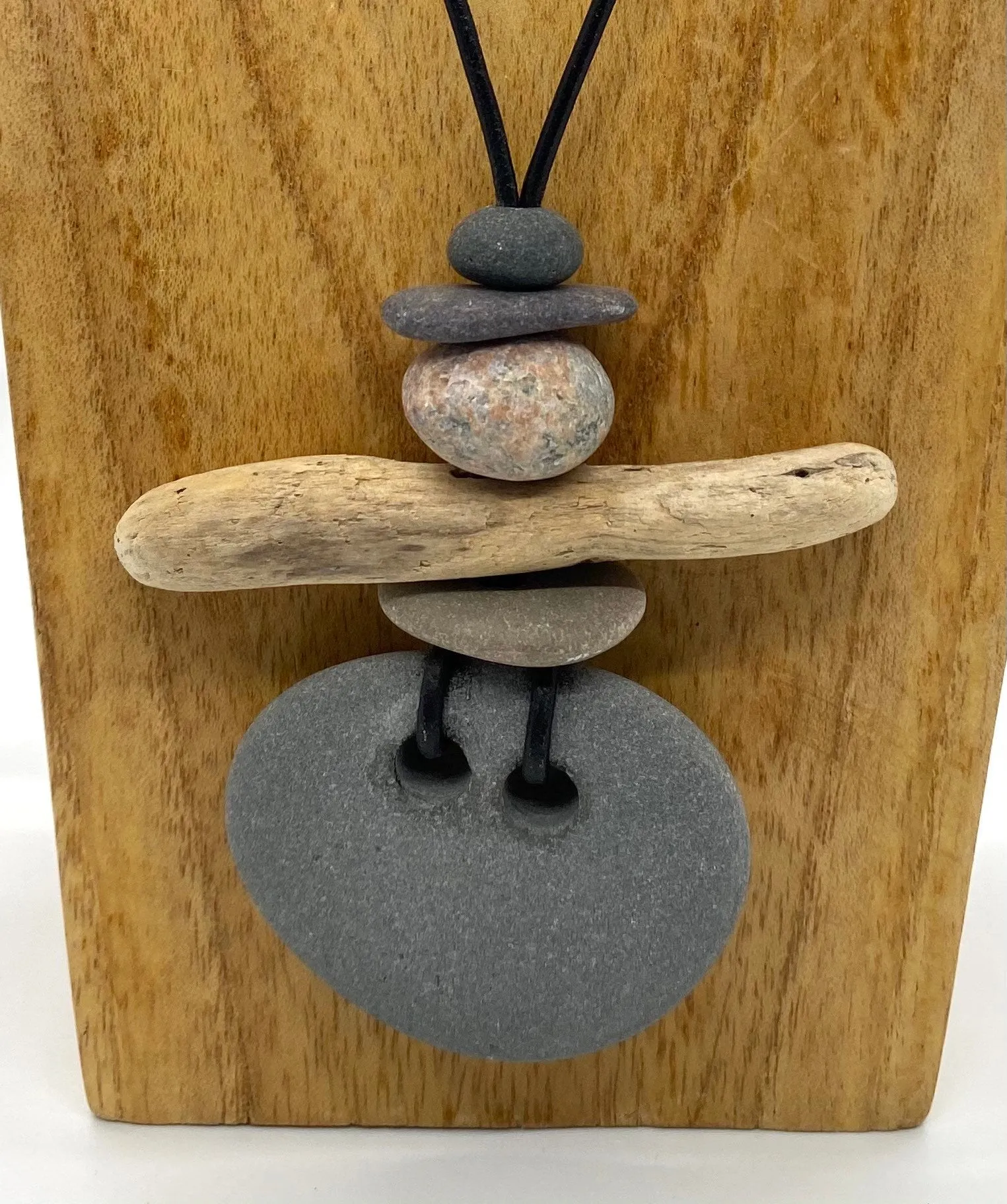 Rock and Driftwood Leather Necklace