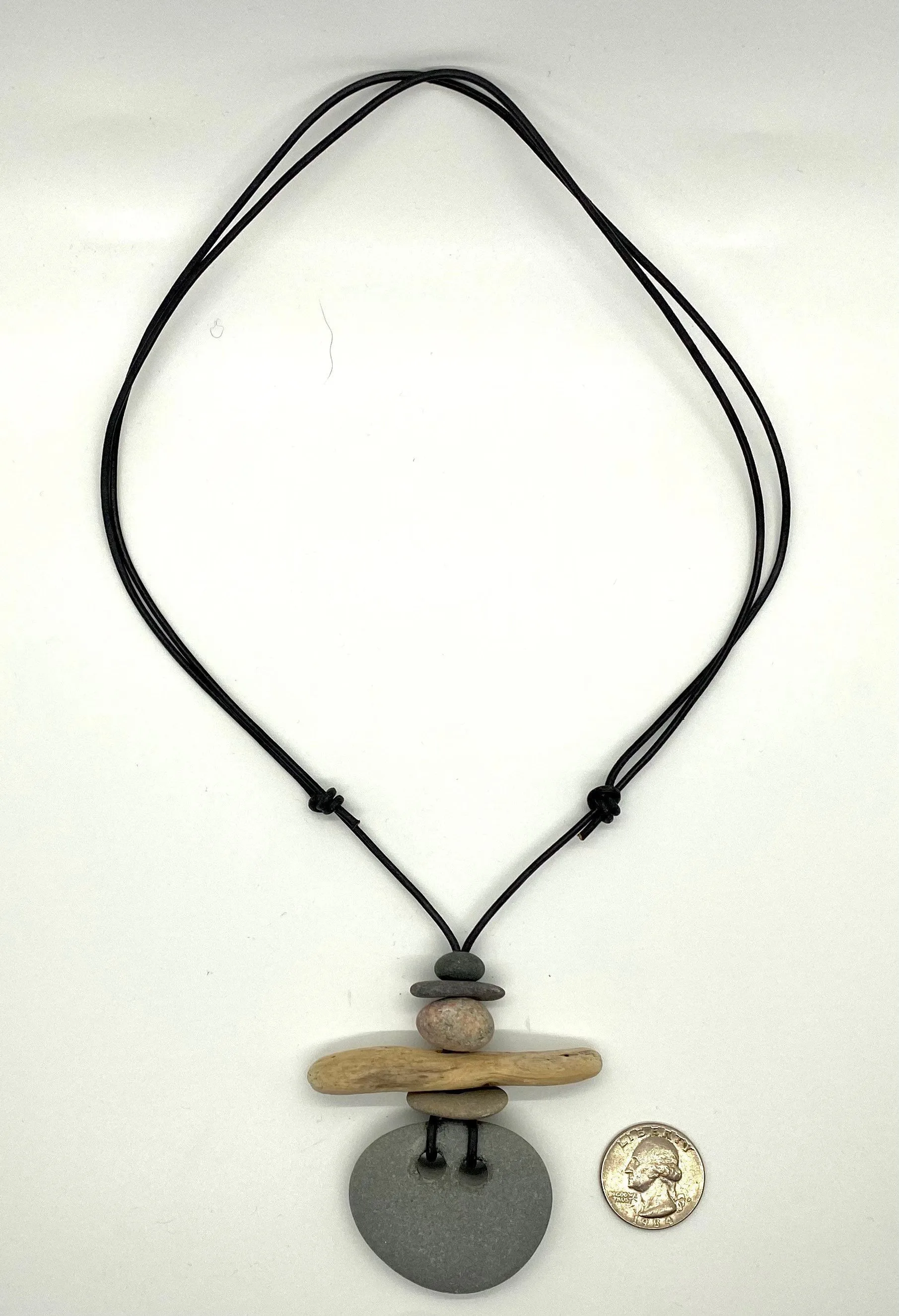 Rock and Driftwood Leather Necklace