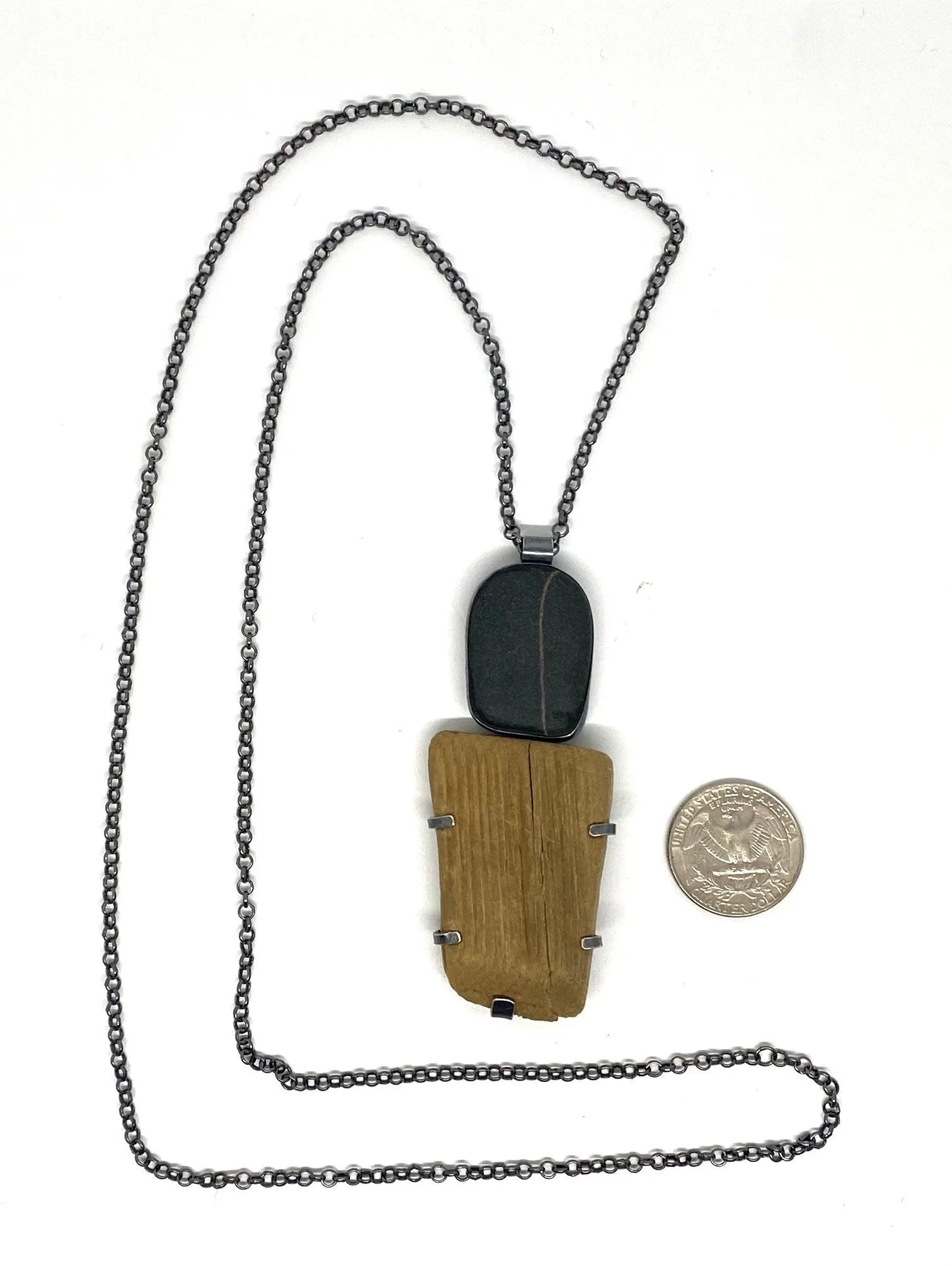 Rock and driftwood necklace