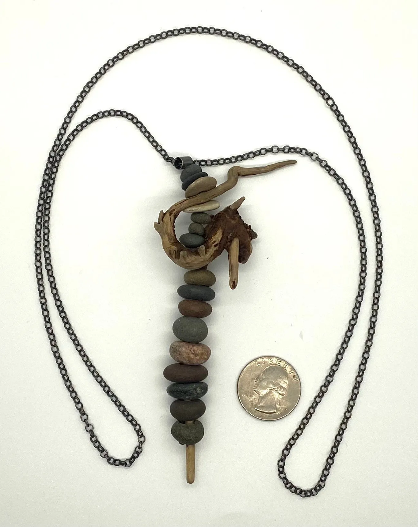 Rock and Driftwood Stack Necklace