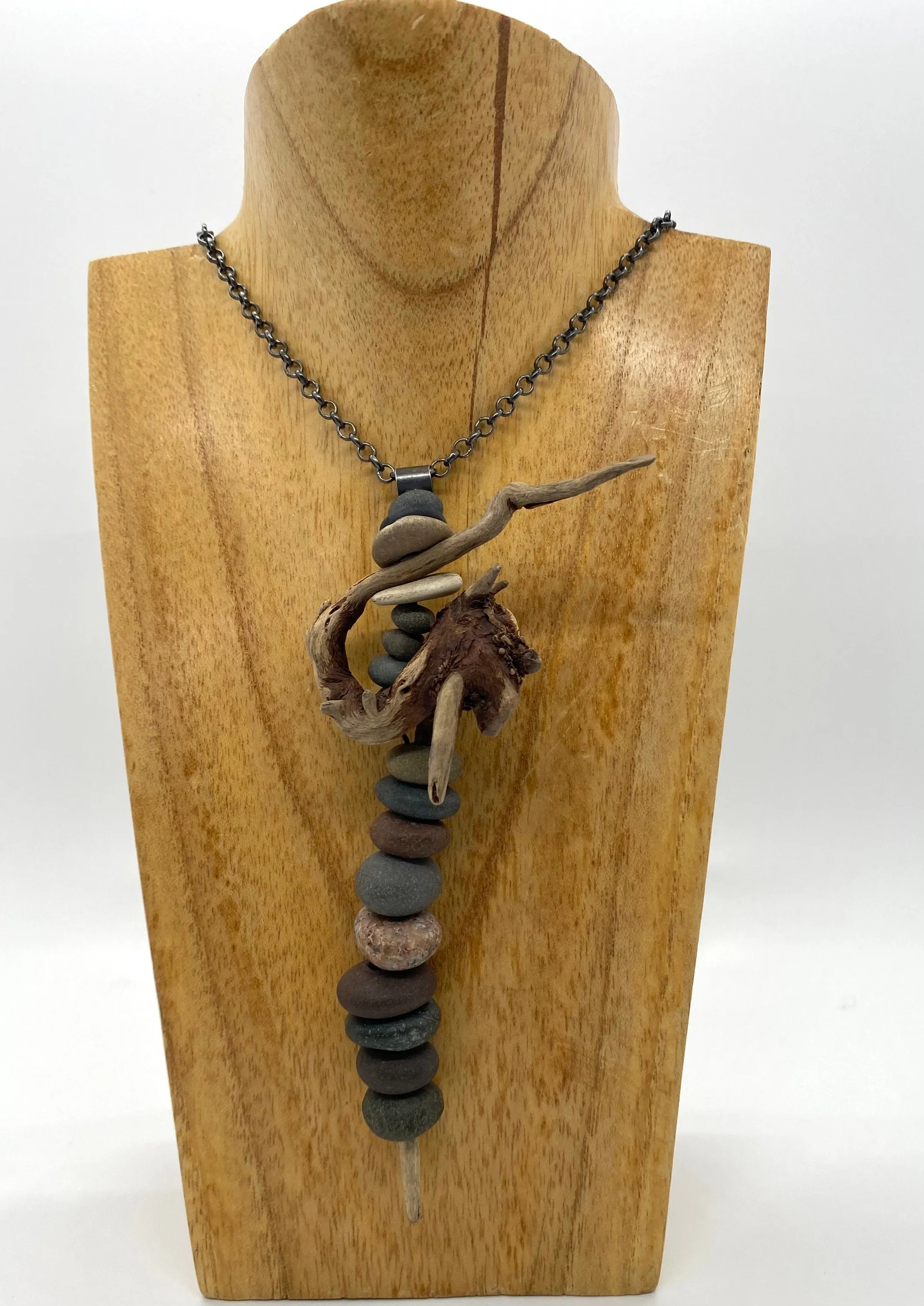Rock and Driftwood Stack Necklace