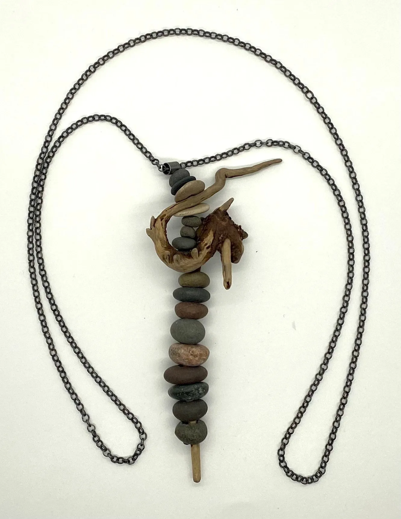 Rock and Driftwood Stack Necklace
