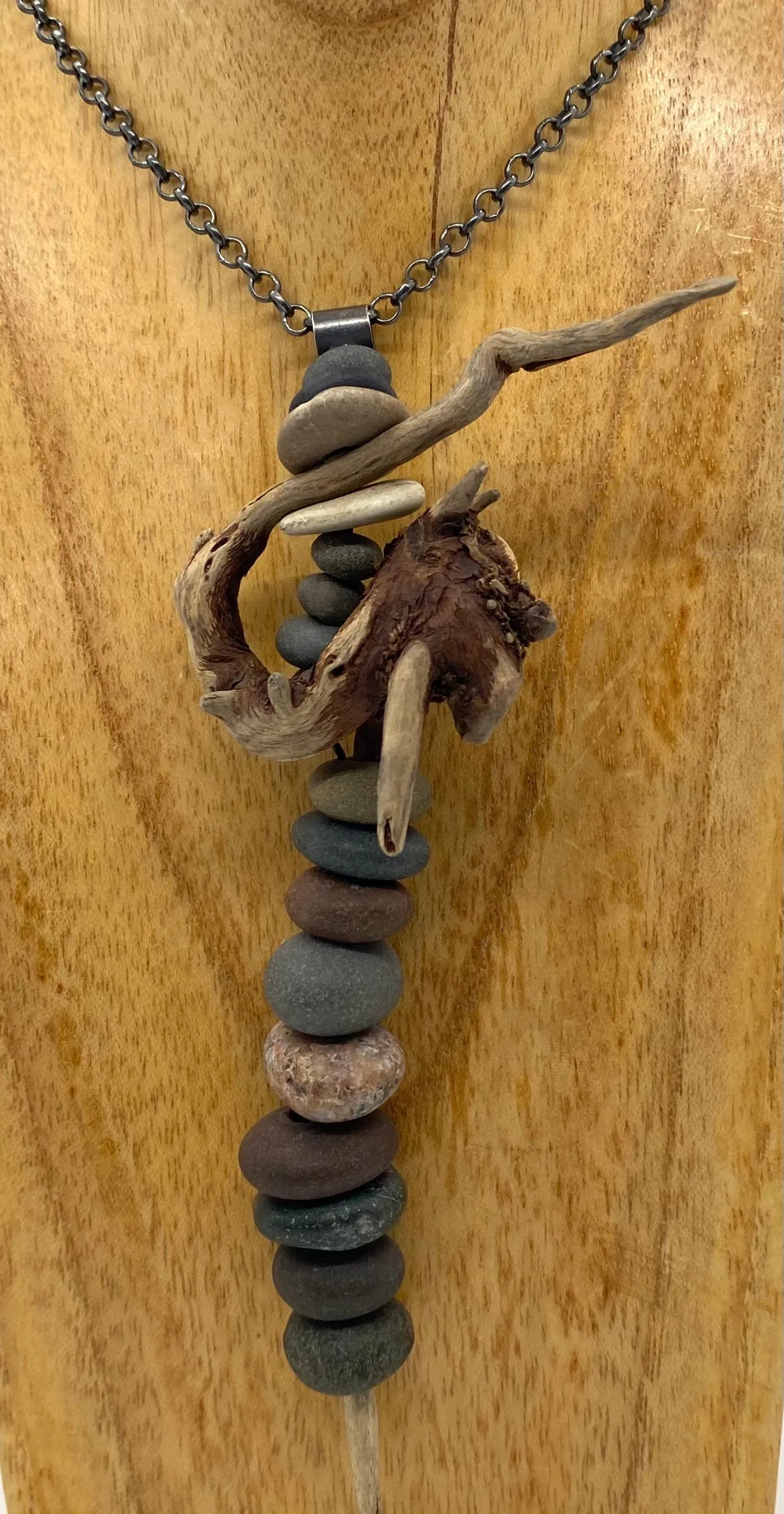 Rock and Driftwood Stack Necklace