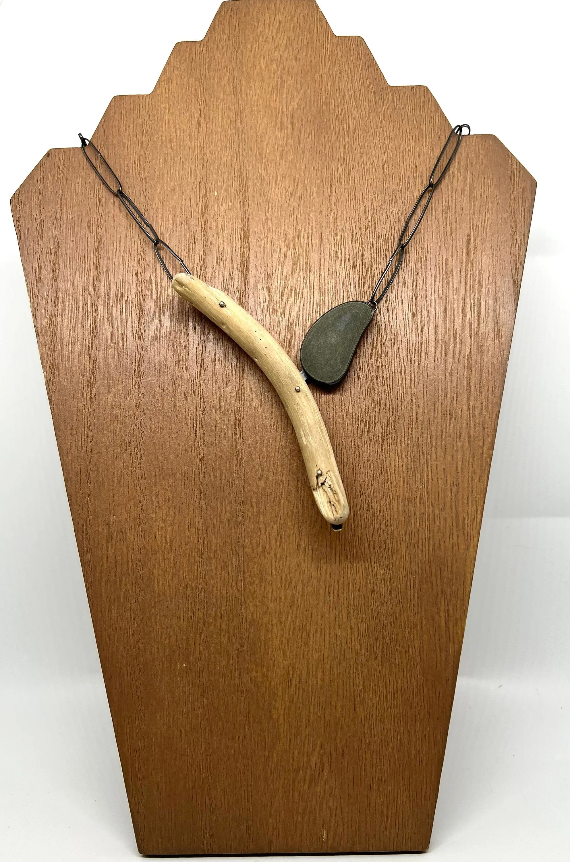 Rock and driftwood V necklace