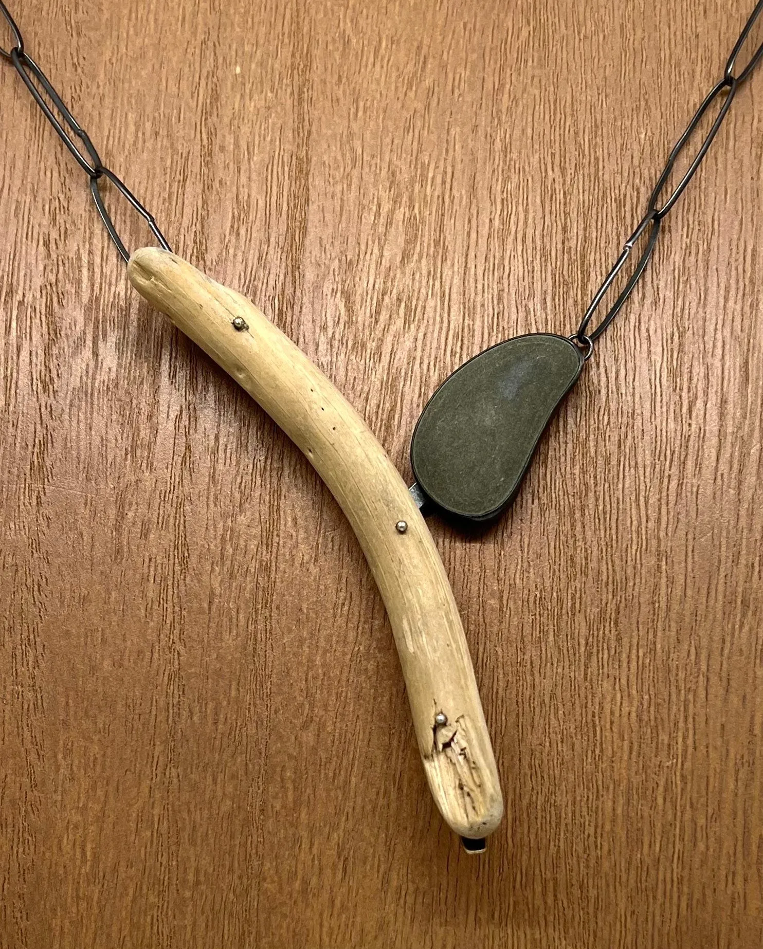 Rock and driftwood V necklace