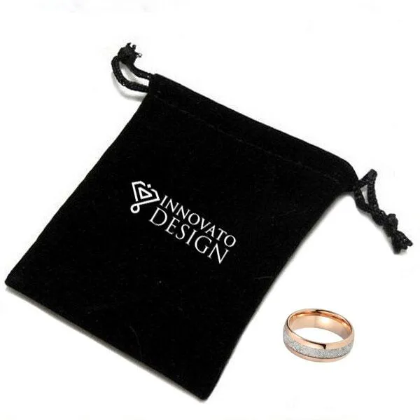 Rose Gold Meteorite Inlay Tungsten Carbide Ring