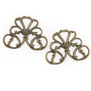 Stamped oxidized brass filigree connector 22x16mm. Package of 2. b9-2410(e)
