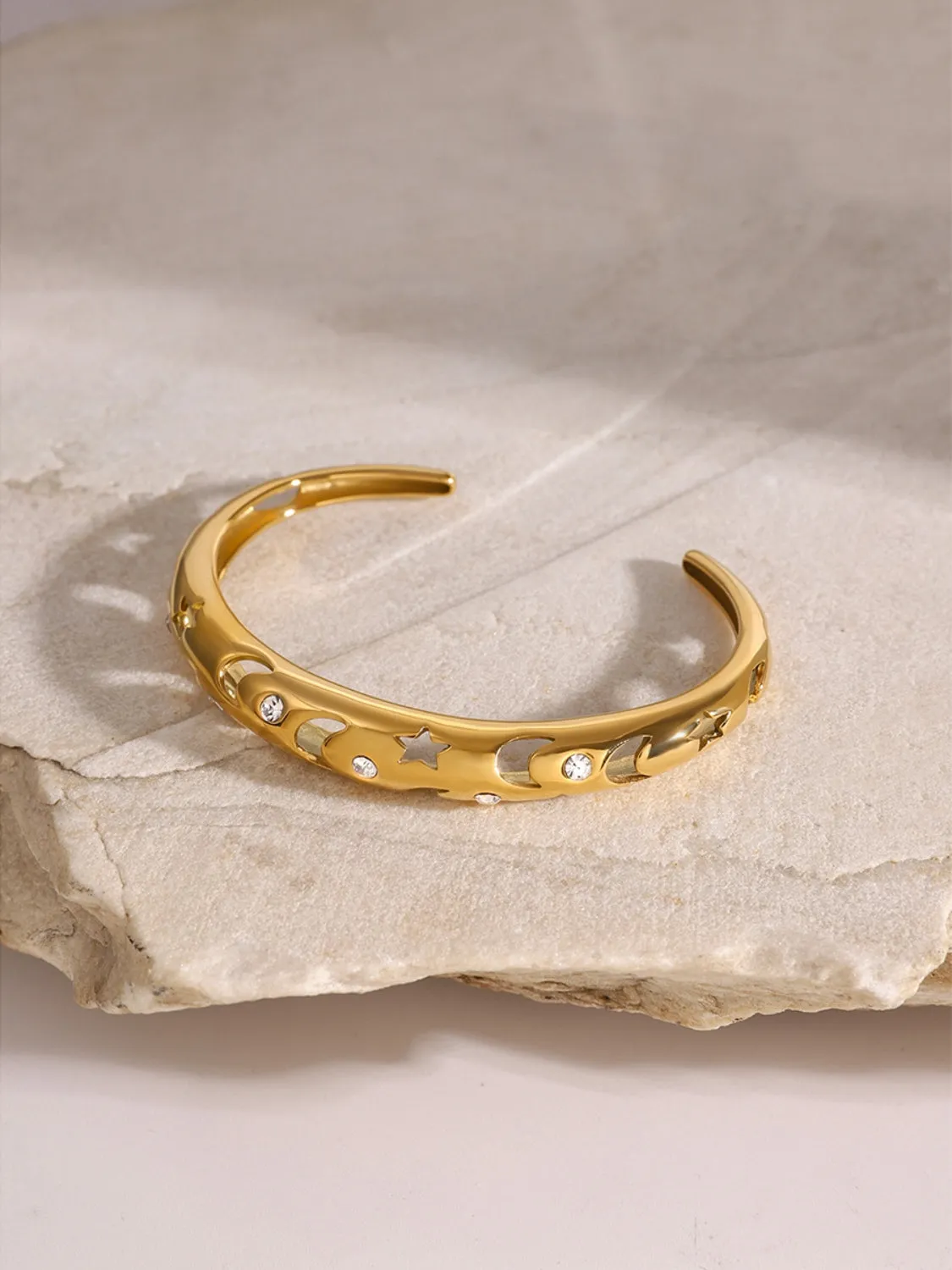 Star Light Moon 18K Gold Cuff Bracelet