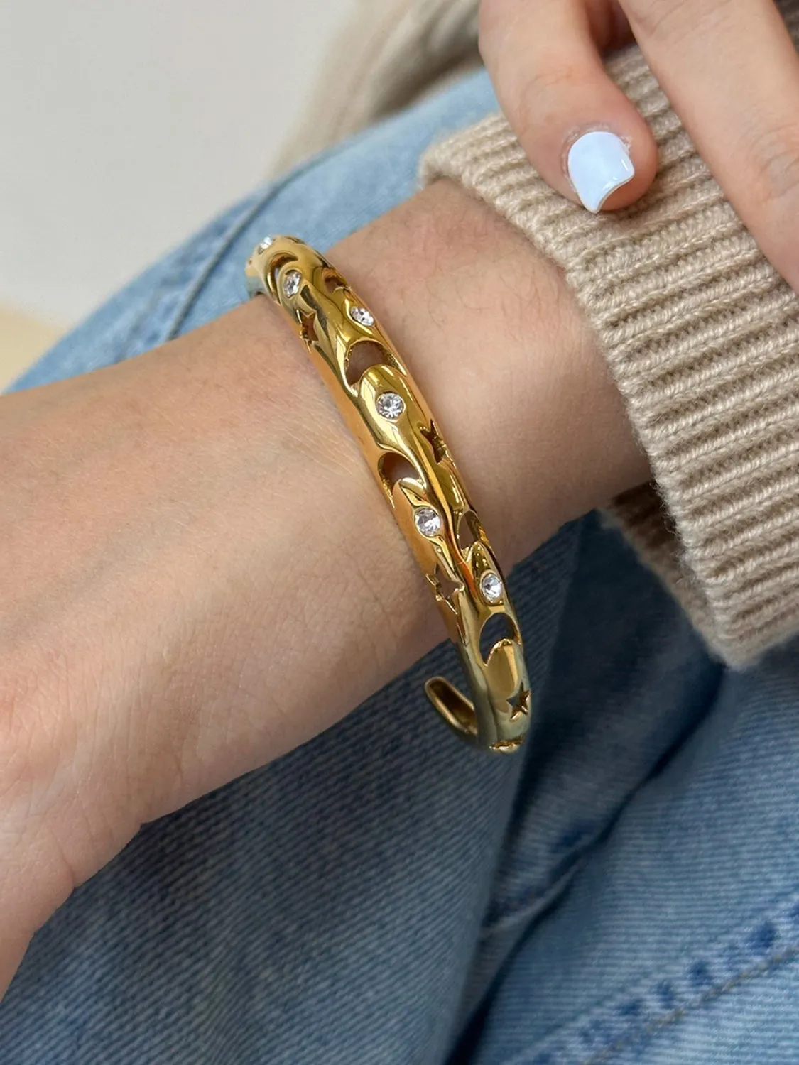Star Light Moon 18K Gold Cuff Bracelet