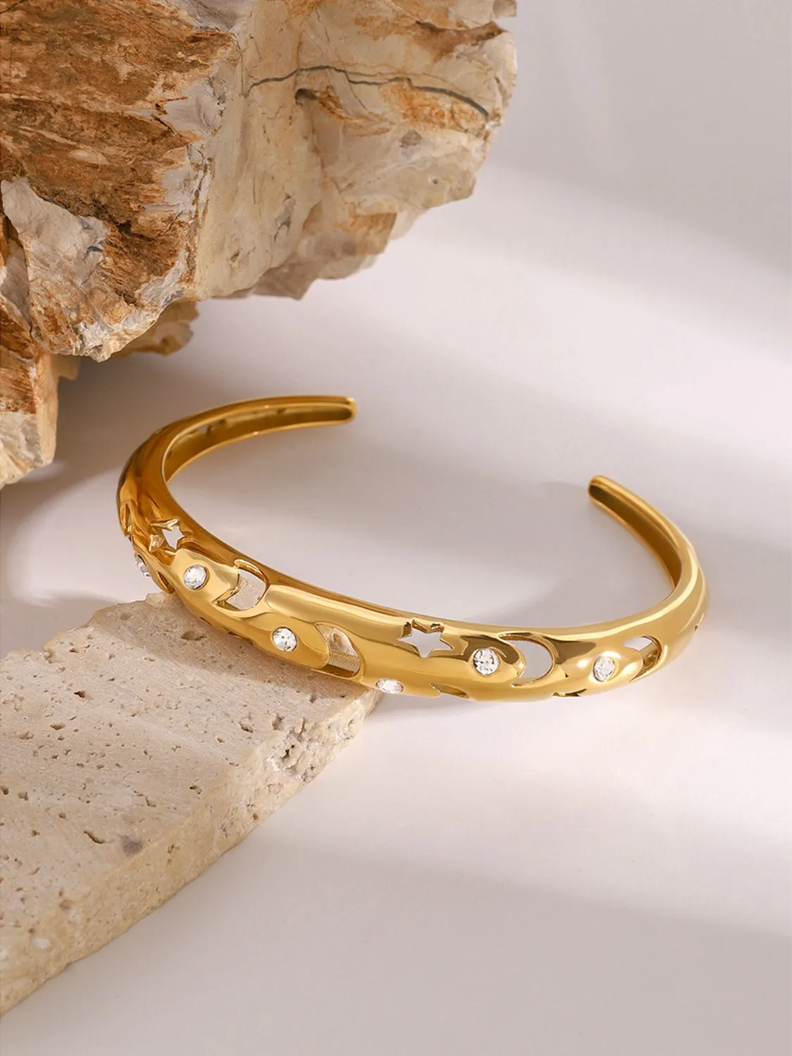 Star Light Moon 18K Gold Cuff Bracelet