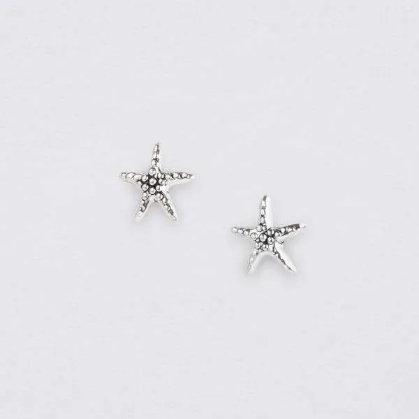Starfish Silver Stud Earrings On Designer Card by Crumble and Core