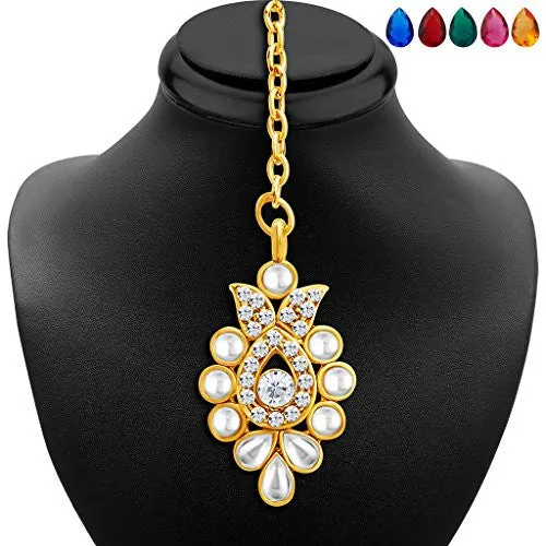 Sukkhi Elegant Gold Plated AD Necklace Set with Set of 5 Changeable Stone for Women