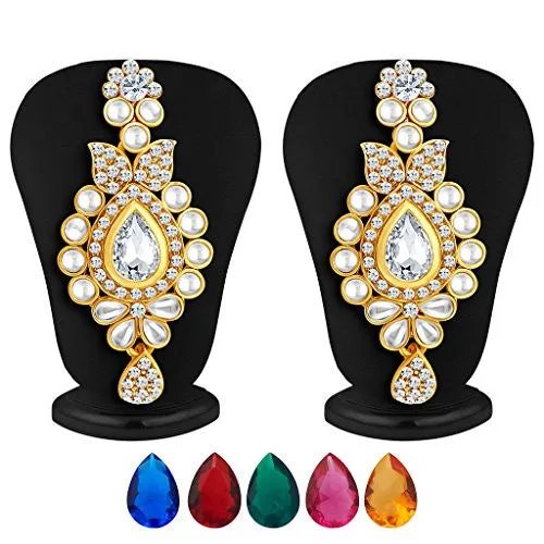 Sukkhi Elegant Gold Plated AD Necklace Set with Set of 5 Changeable Stone for Women
