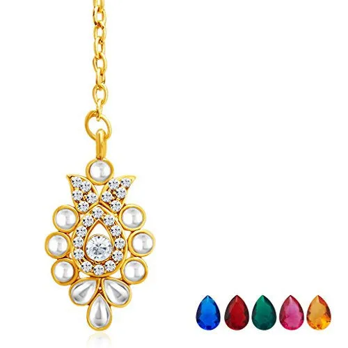 Sukkhi Elegant Gold Plated AD Necklace Set with Set of 5 Changeable Stone for Women