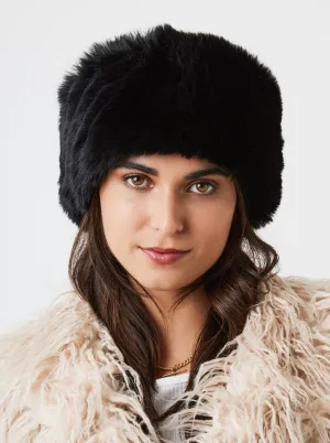 Super Fluffy Faux Fur Headband in Black
