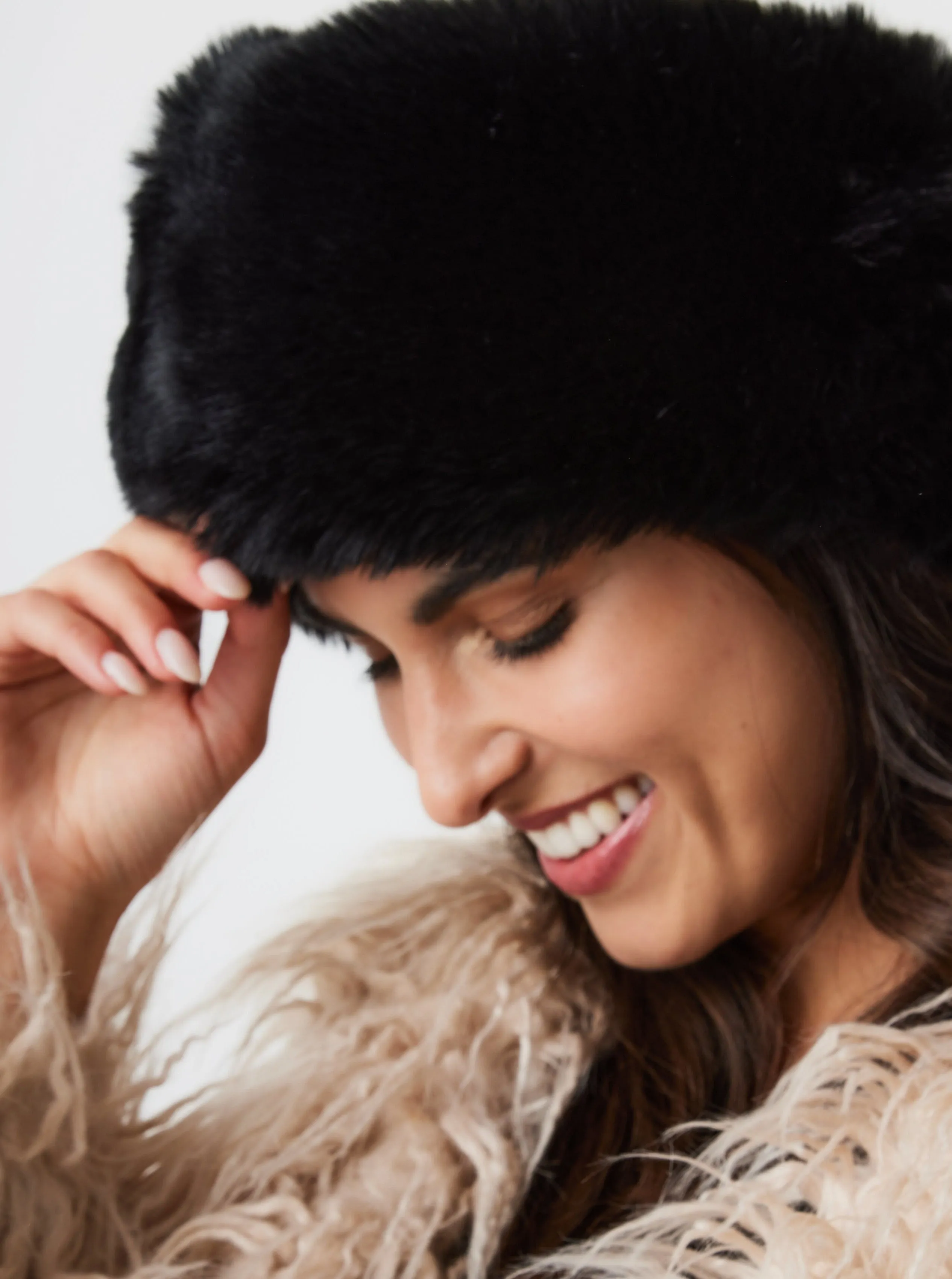 Super Fluffy Faux Fur Headband in Black