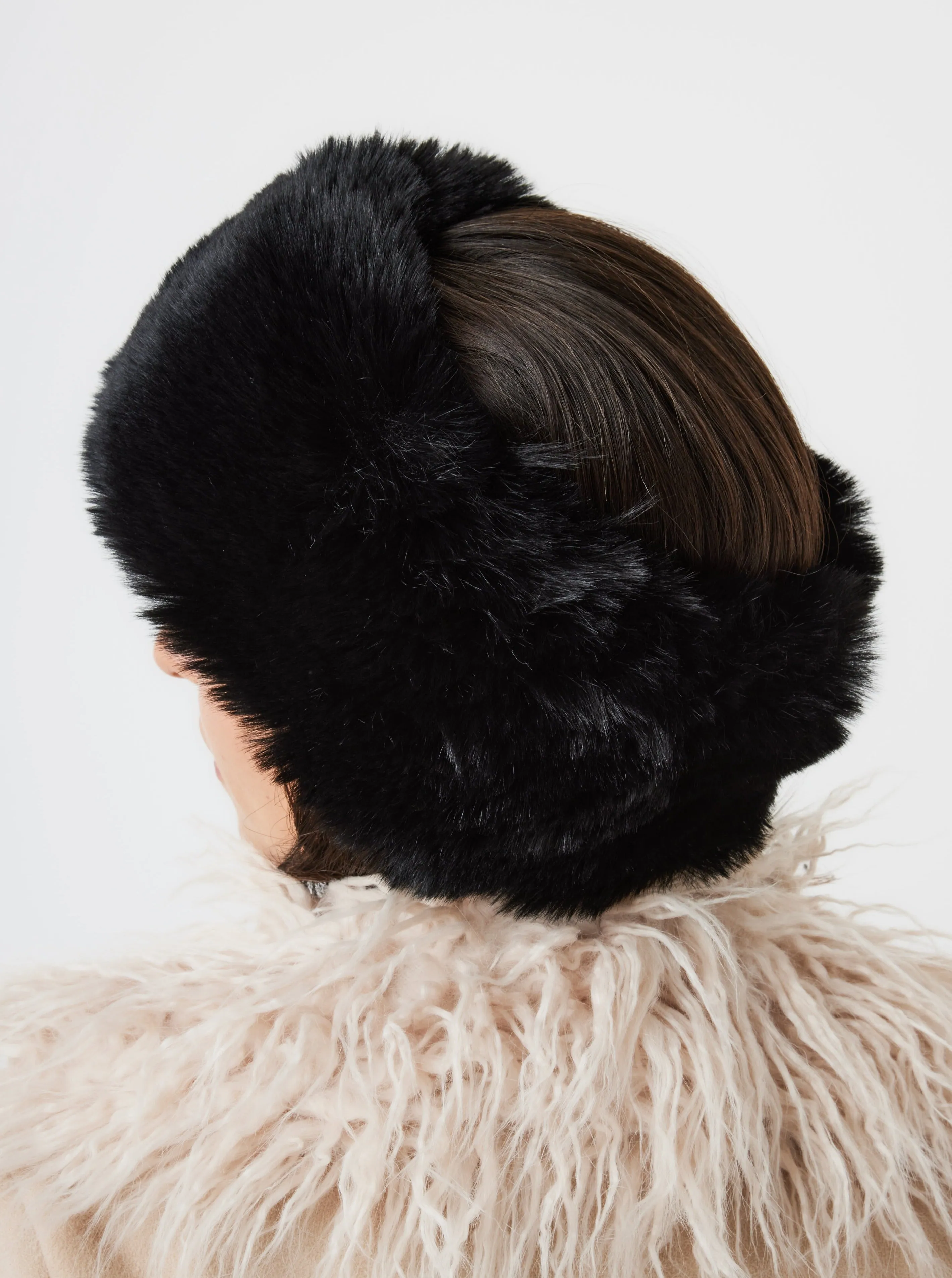 Super Fluffy Faux Fur Headband in Black