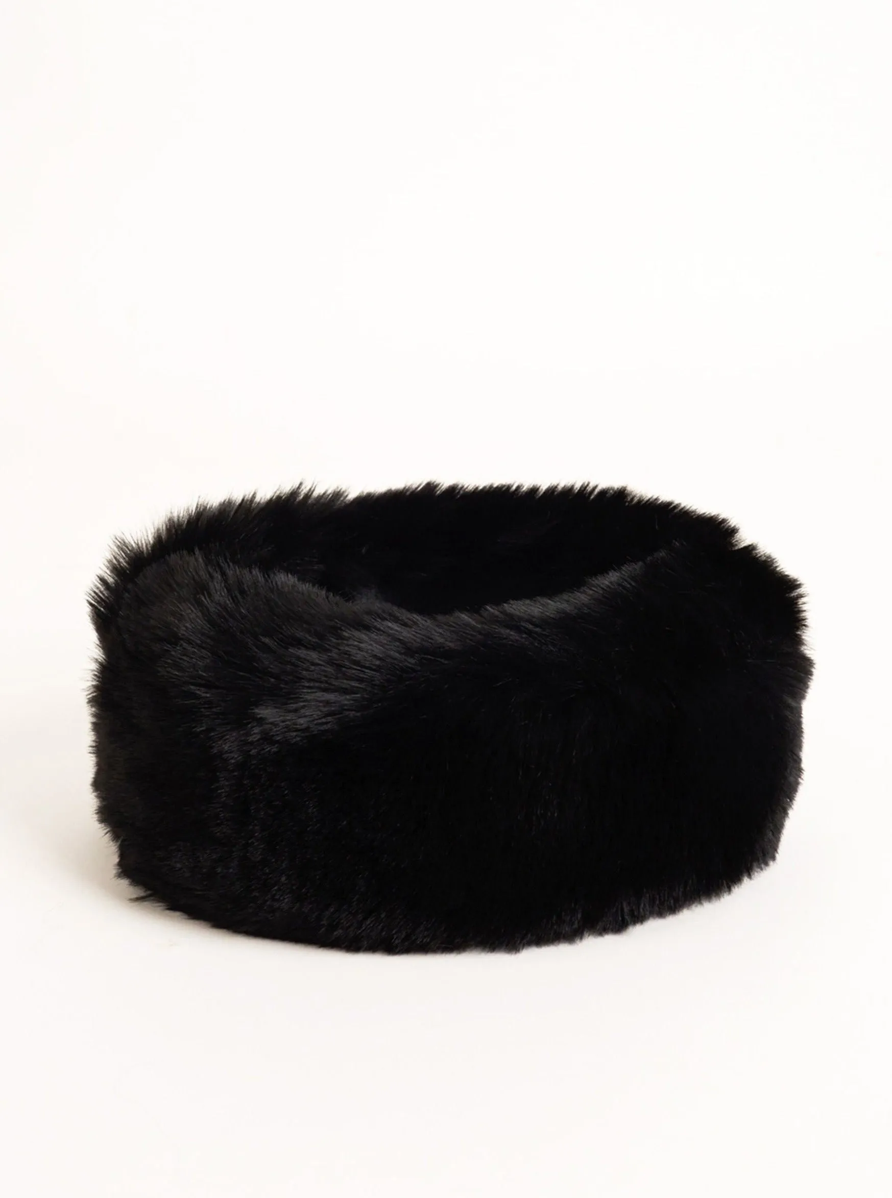 Super Fluffy Faux Fur Headband in Black