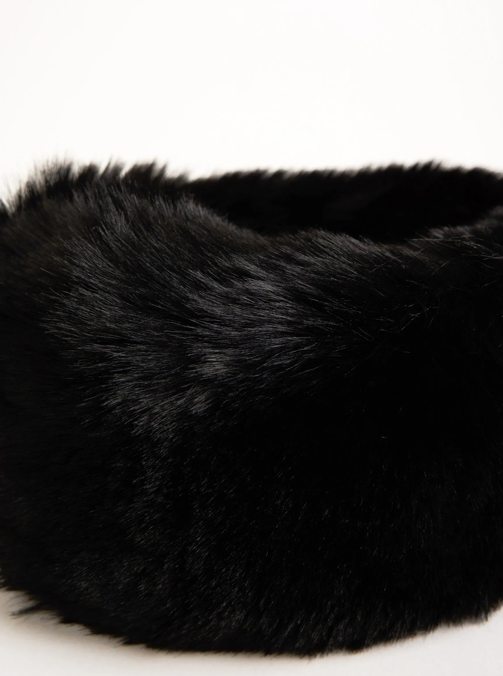 Super Fluffy Faux Fur Headband in Black
