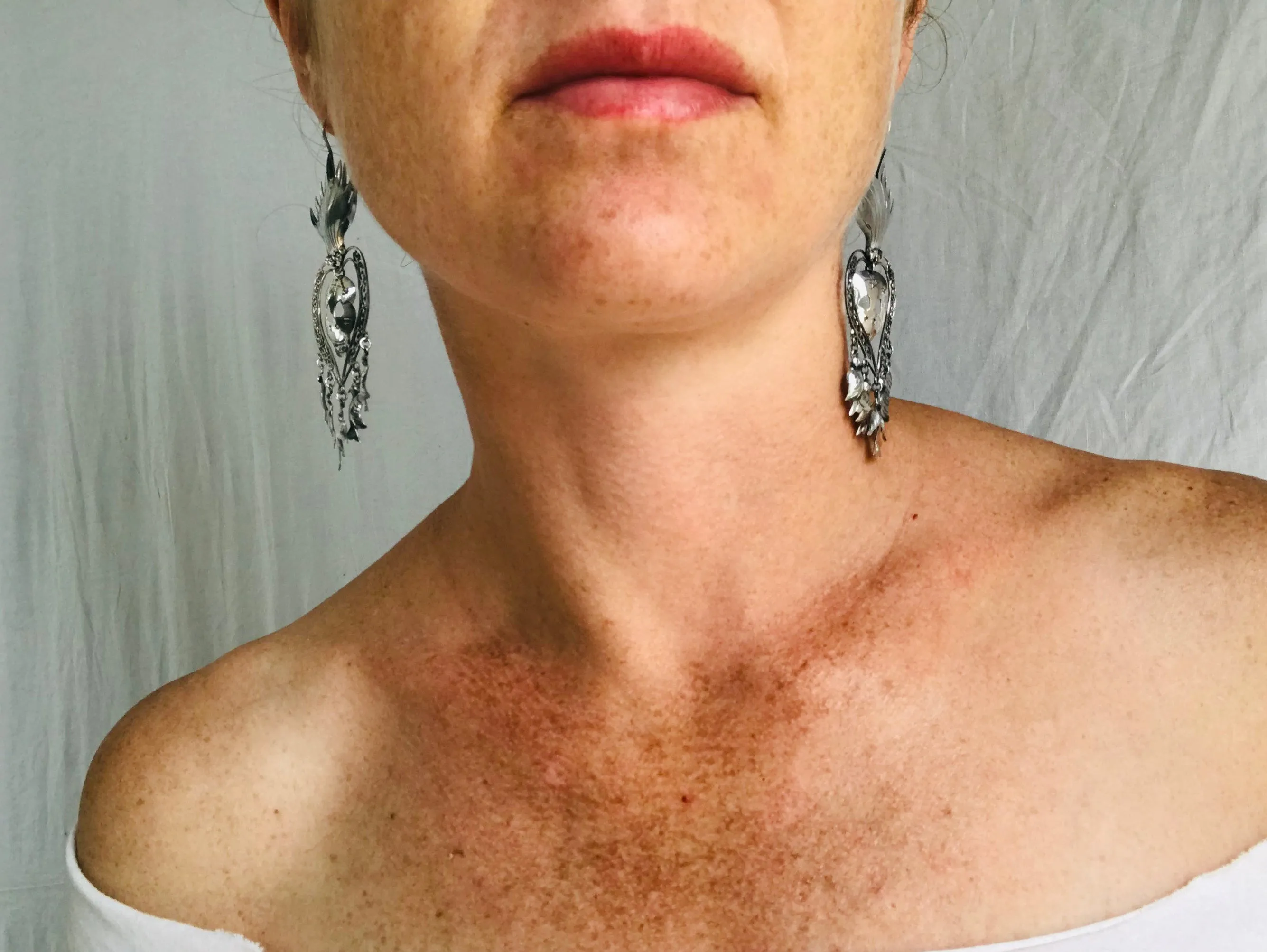 Taxco Calavera Sacred Heart Earrings. Skull. Sterling. Mexico. Frida Kahlo