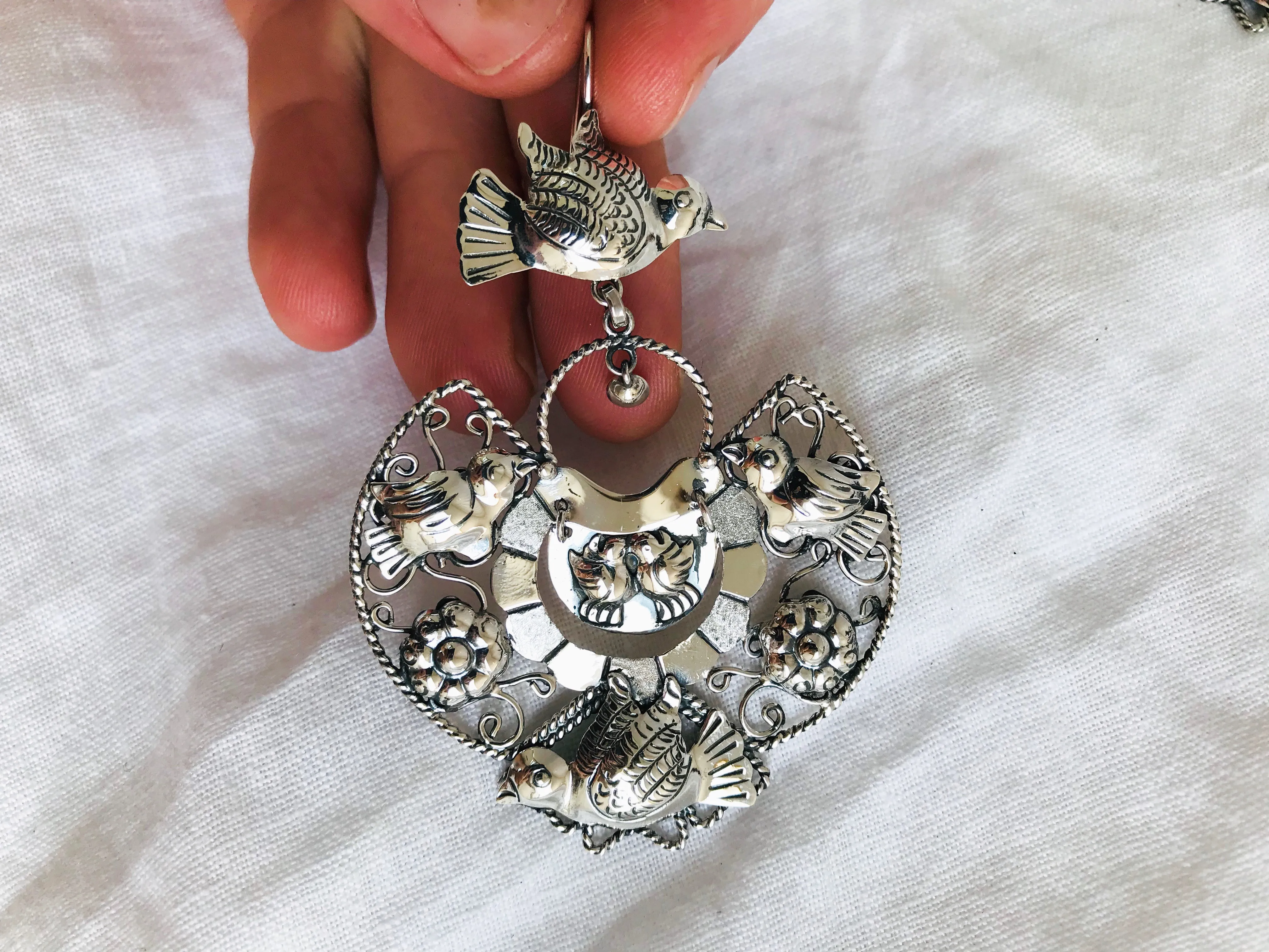 Taxco Filigree Earrings. Sterling Silver. Mexico. Frida Kahlo