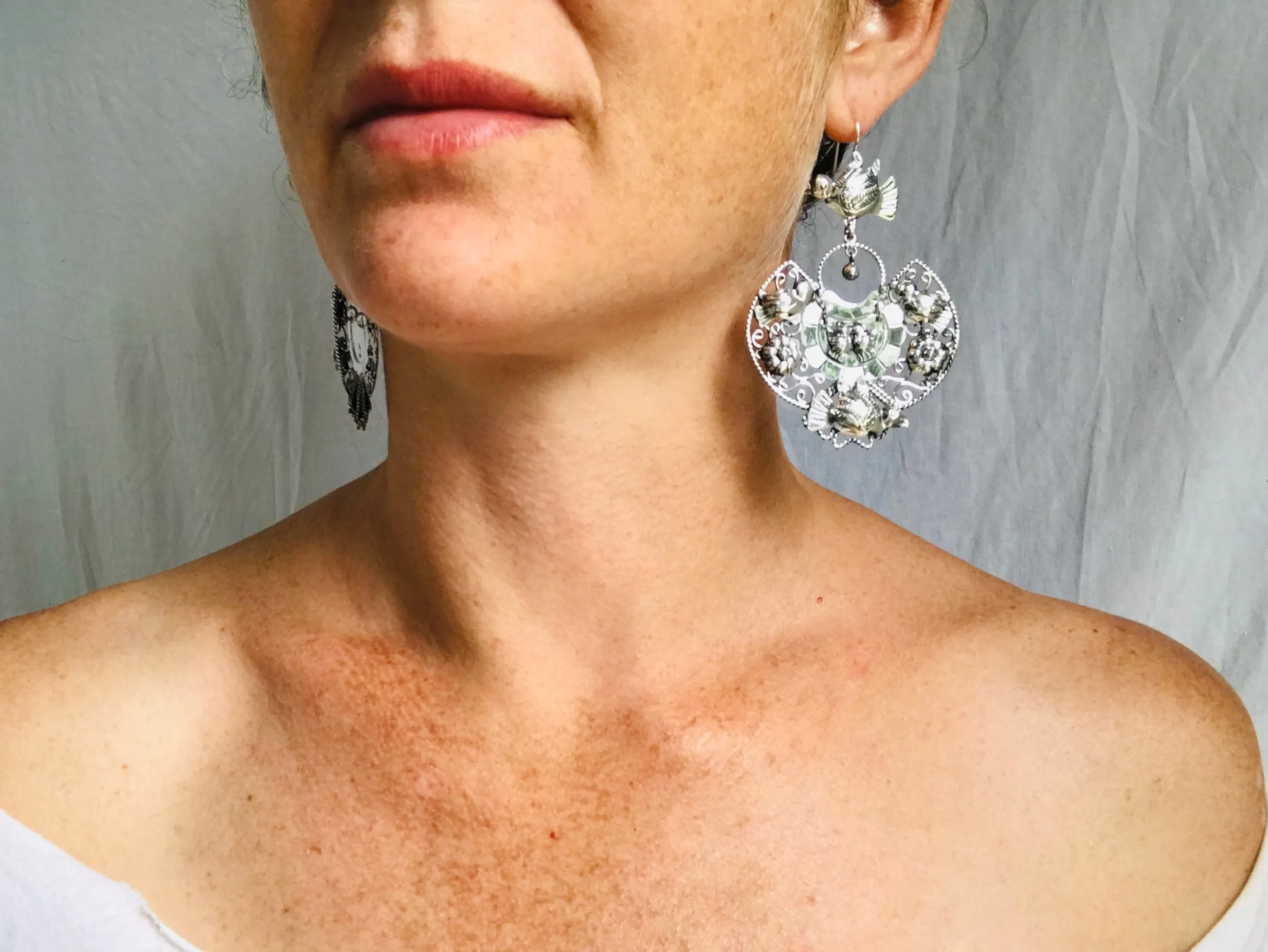 Taxco Filigree Earrings. Sterling Silver. Mexico. Frida Kahlo