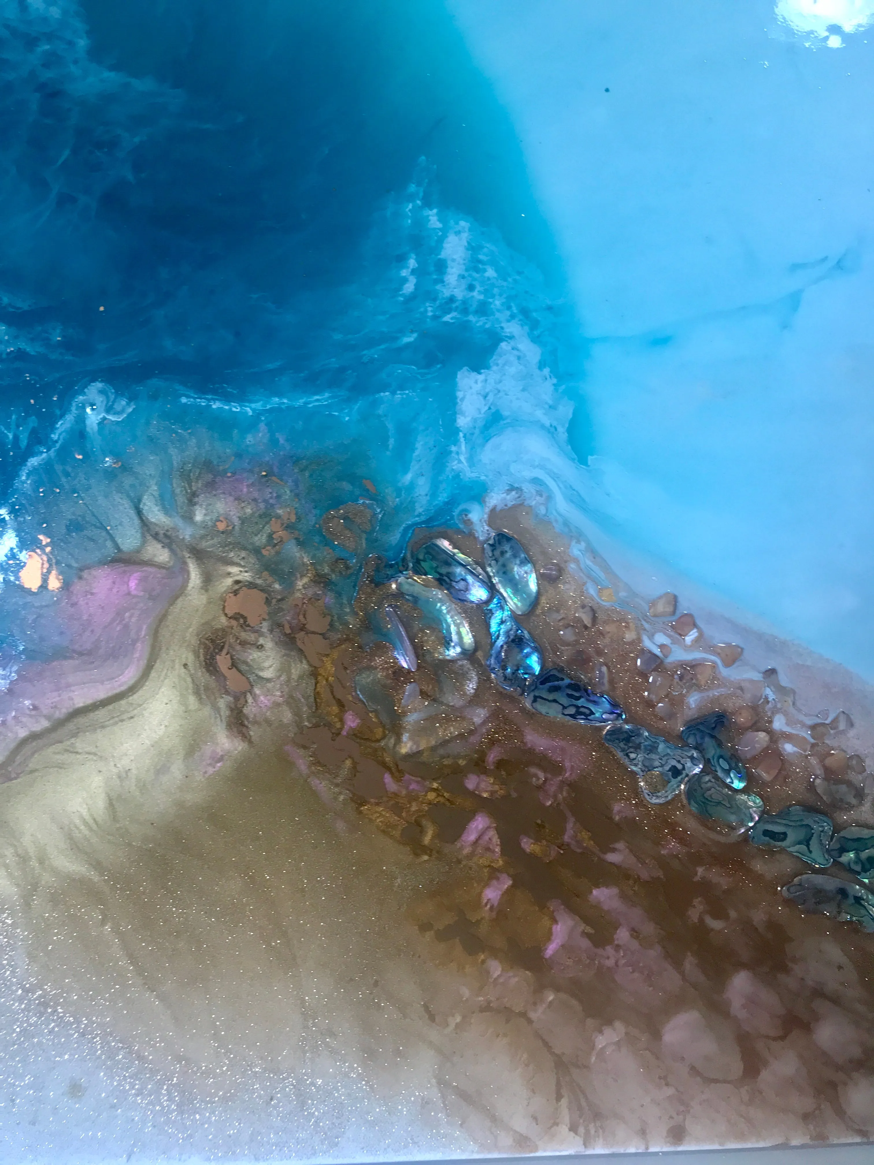 Teal Ocean Art. Aqua Bliss.  100x100cm
