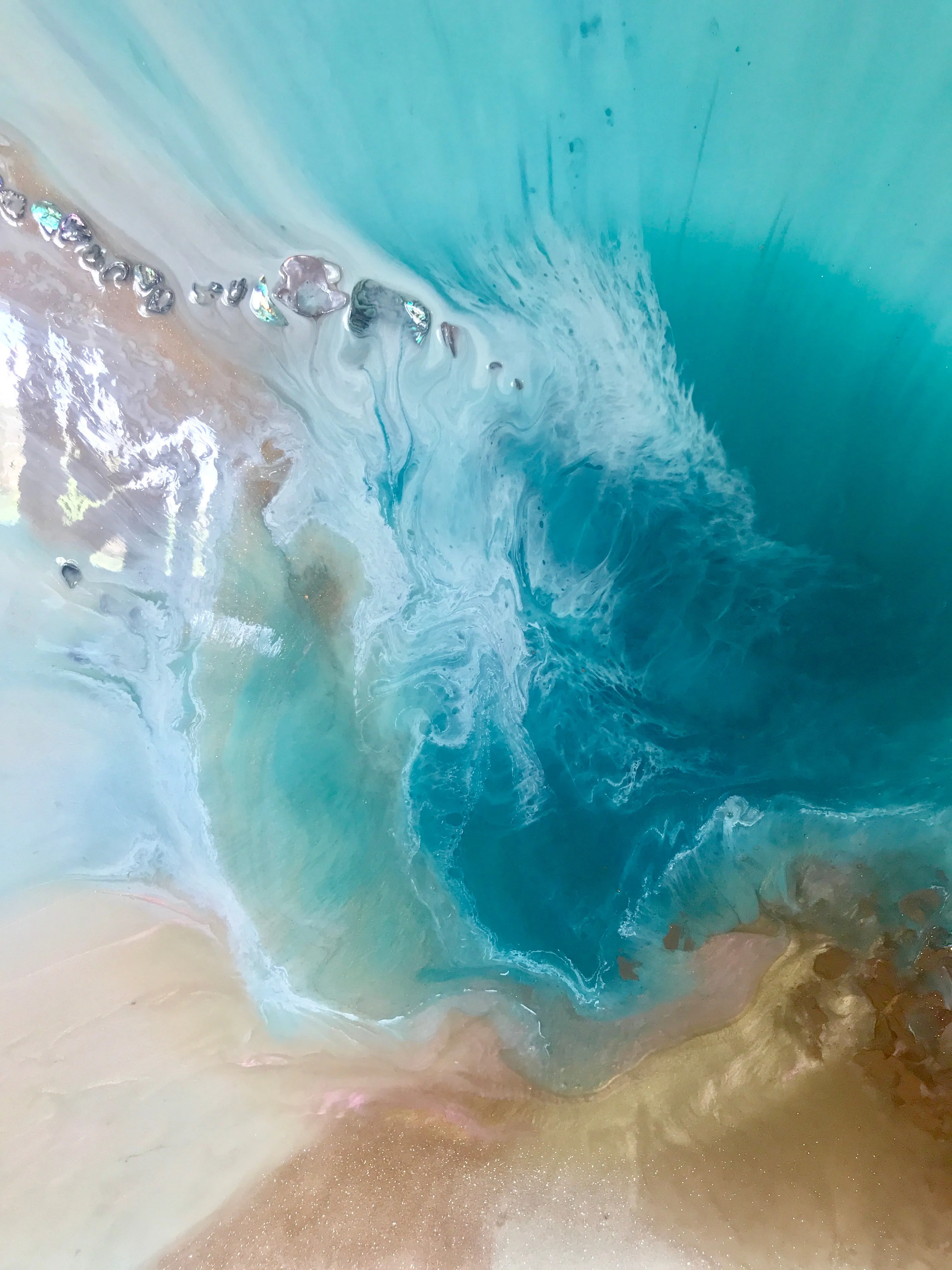 Teal Ocean Art. Aqua Bliss.  100x100cm