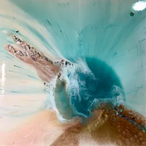 Teal Ocean Art. Aqua Bliss.  100x100cm