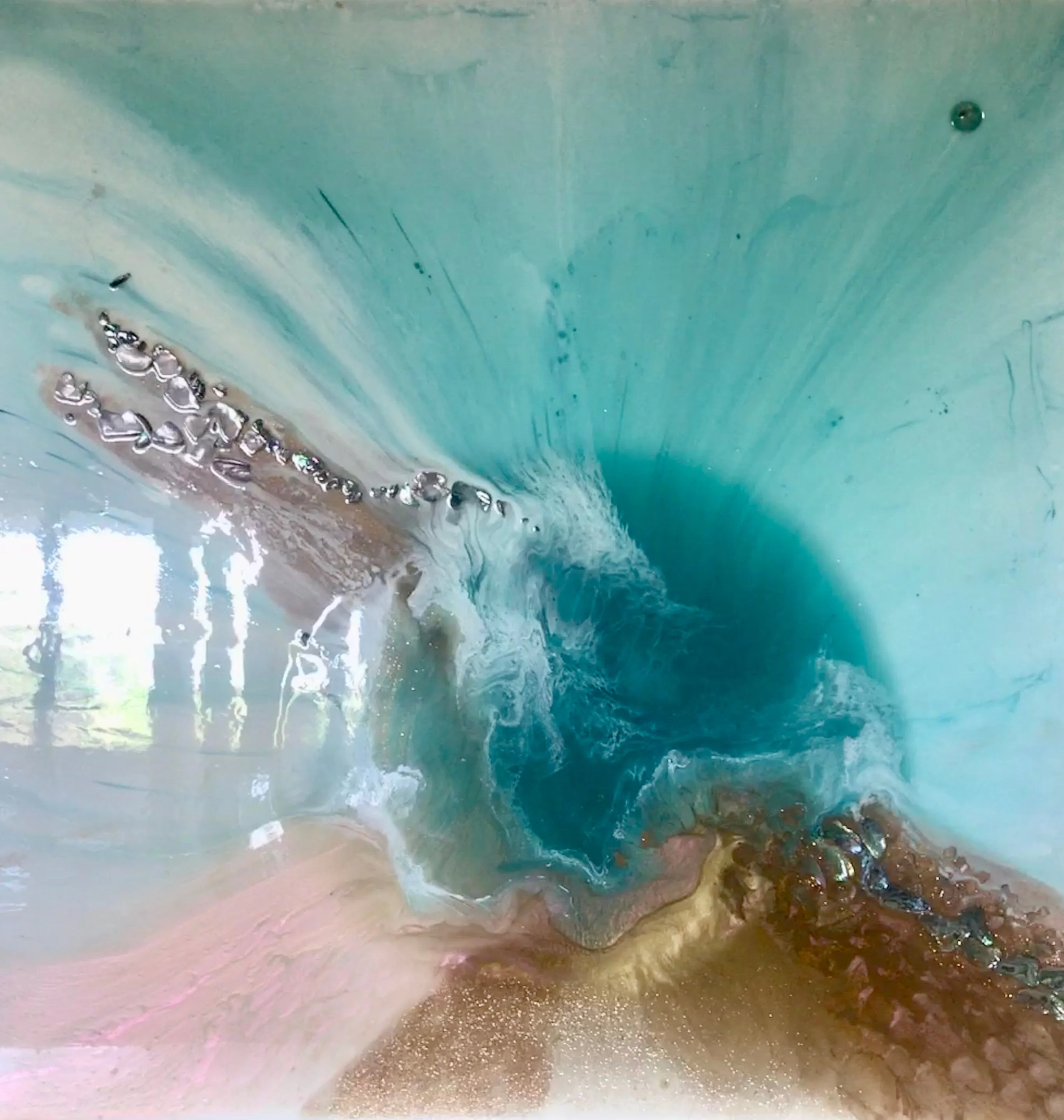 Teal Ocean Art. Aqua Bliss.  100x100cm