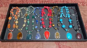 Tibetan Beaded Crystal Pendant Necklace Assorted Semi-Precious Stones & Designs